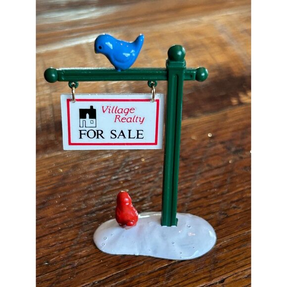 Vintage Dept 56 Real Estate Sign W/ Birds Village Accessory - Picture 2 of 7